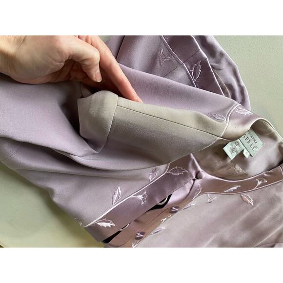 ADRIANNA PAPELL Maxi Skirt Suit Size 14 100% SILK New Vintage Purple Embroidered - Picture 10 of 16